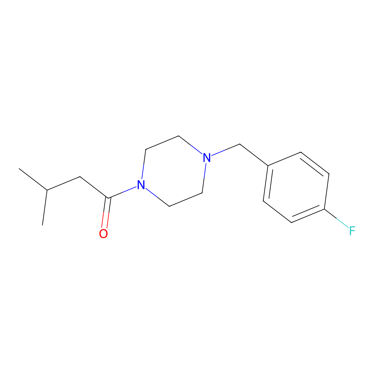 1-[4-(4-Fluorobenzyl)piperazin-1-yl]-3-methylbutan-1-one molecular structure, CAS 423731-94-6
