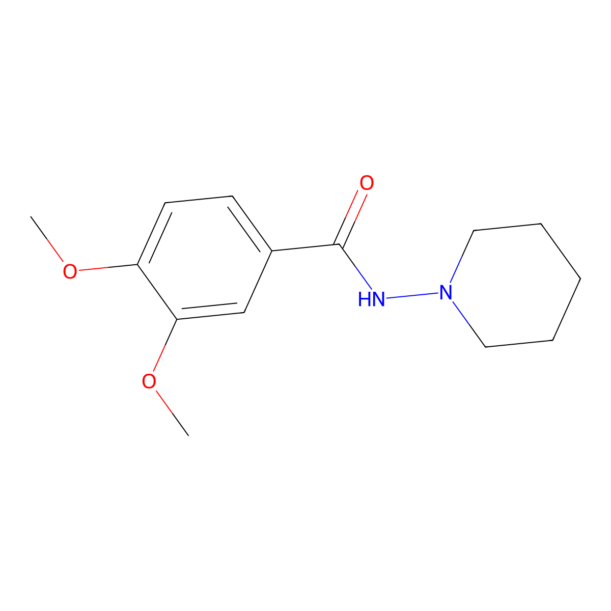 3,4-dimethoxy-N-piperidin-1-ylbenzamide molecular structure, CAS 423732-01-8