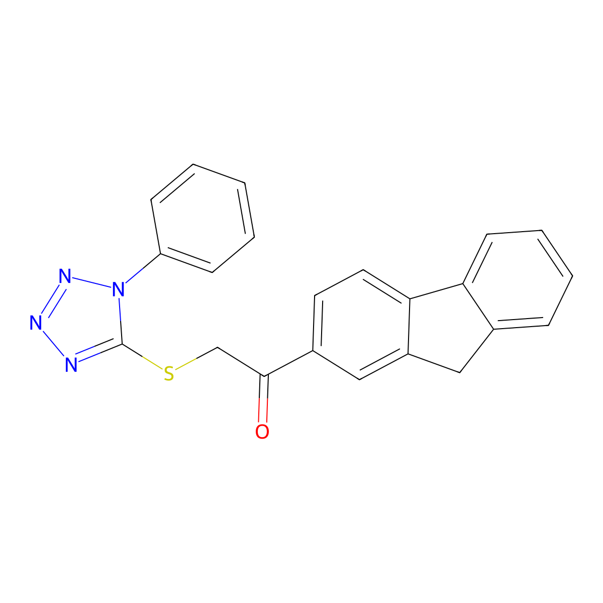 1-(9H-fluoren-2-yl)-2-(1-phenyltetrazol-5-yl)sulfanylethanone molecular structure, CAS 423732-28-9