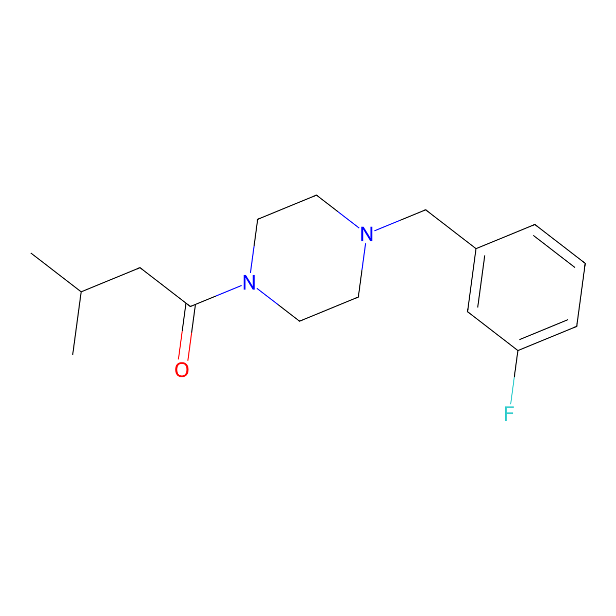 1-[4-[(3-Fluorophenyl)methyl]piperazin-1-yl]-3-methylbutan-1-one molecular structure, CAS 423732-32-5