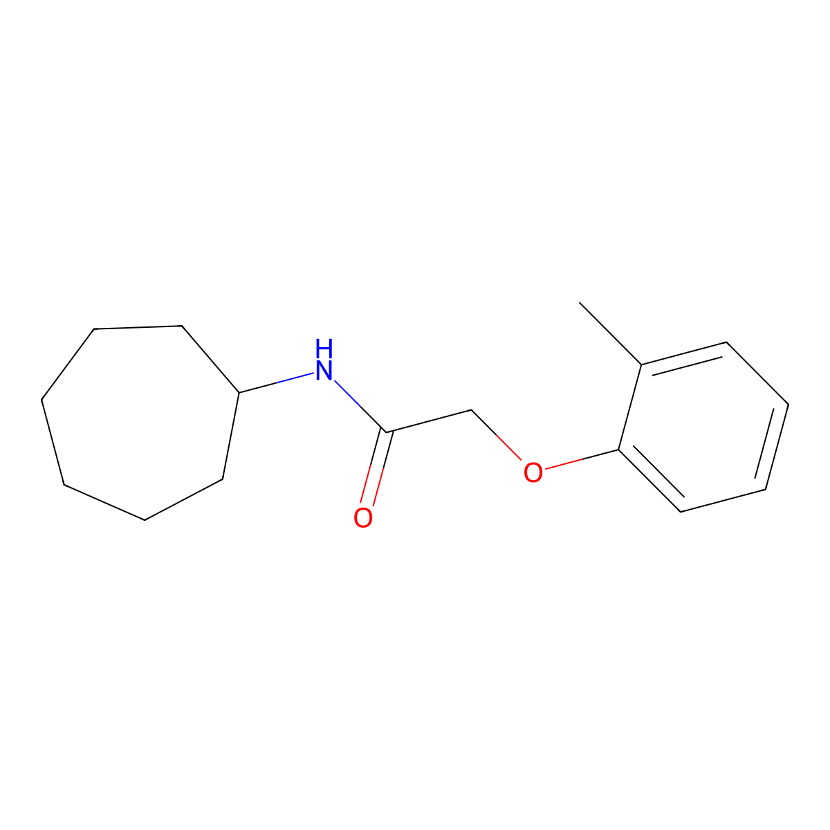 N-cycloheptyl-2-(2-methylphenoxy)acetamide molecular structure, CAS 423732-36-9