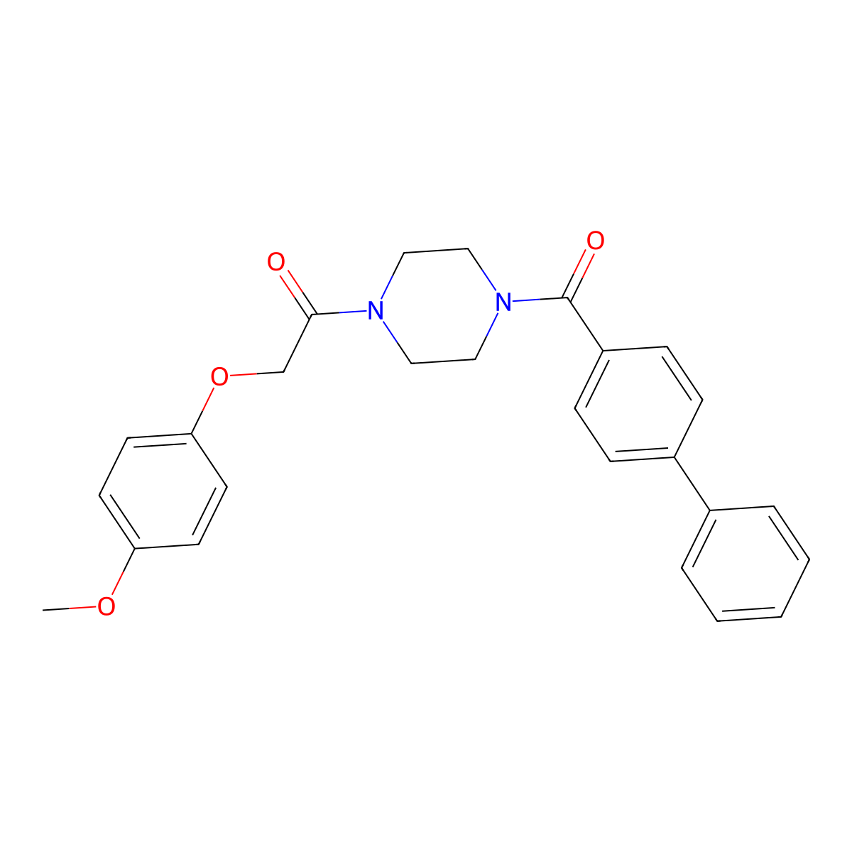 2-(4-Methoxyphenoxy)-1-[4-(4-phenylbenzoyl)piperazin-1-yl]ethanone molecular structure, CAS 423732-39-2