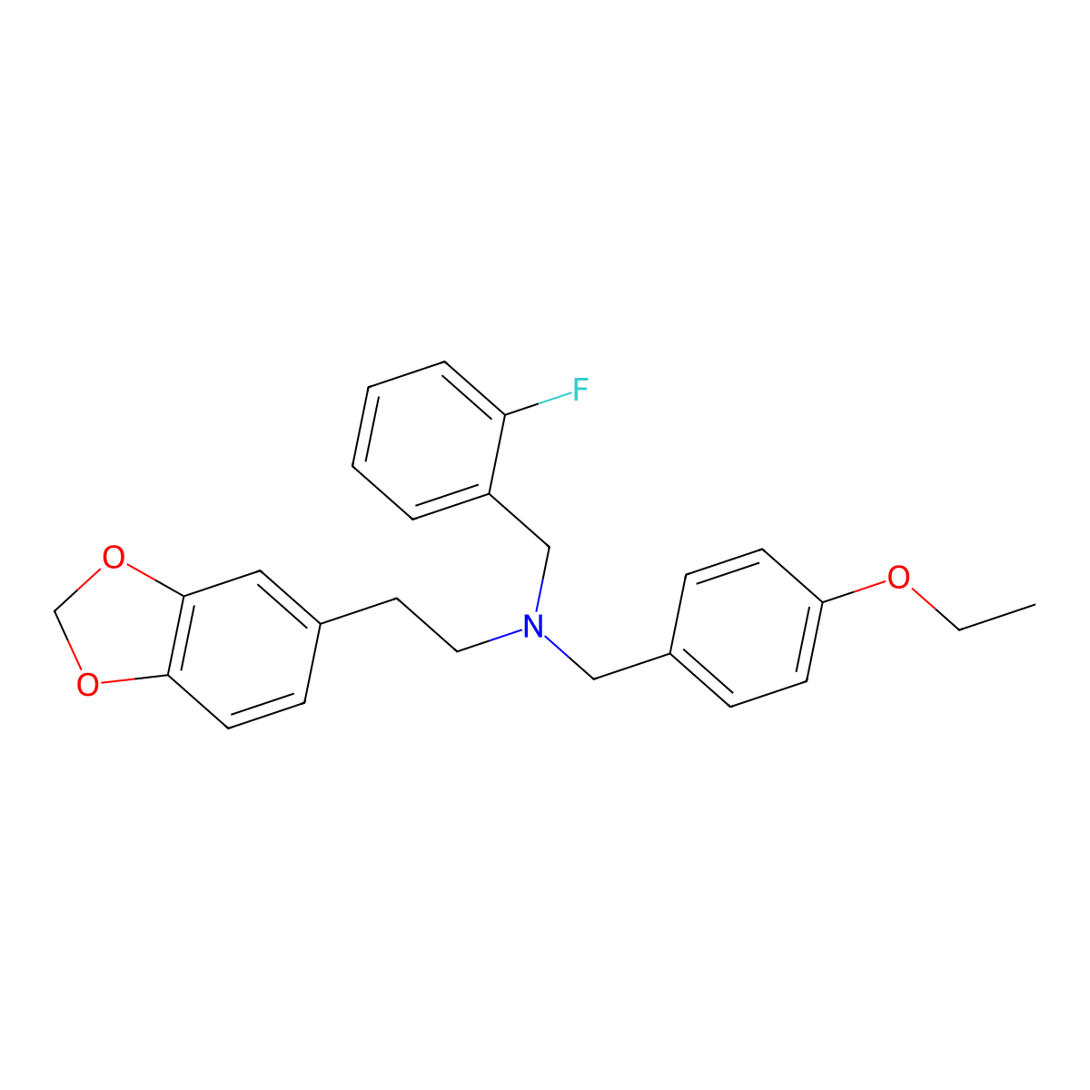 2-(1,3-benzodioxol-5-yl)-N-[(4-ethoxyphenyl)methyl]-N-[(2-fluorophenyl)methyl]ethanamine molecular structure, CAS 423732-41-6