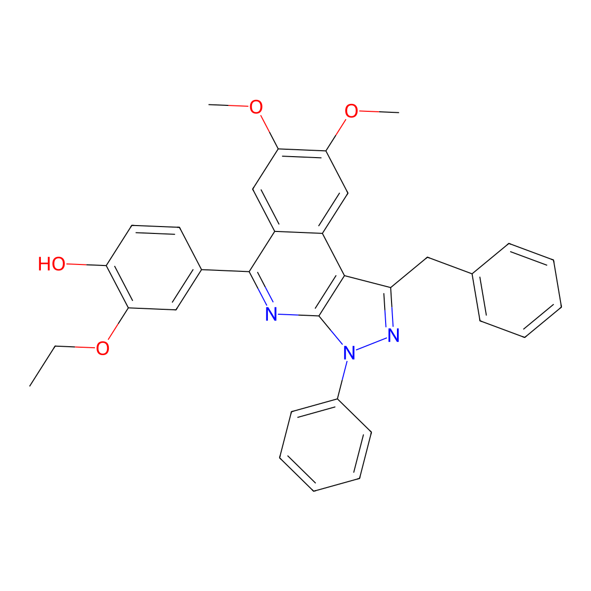 4-{1-Benzyl-7,8-dimethoxy-3-phenyl-3H-pyrazolo[3,4-C]isoquinolin-5-YL}-2-ethoxyphenol molecular structure, CAS 423732-47-2
