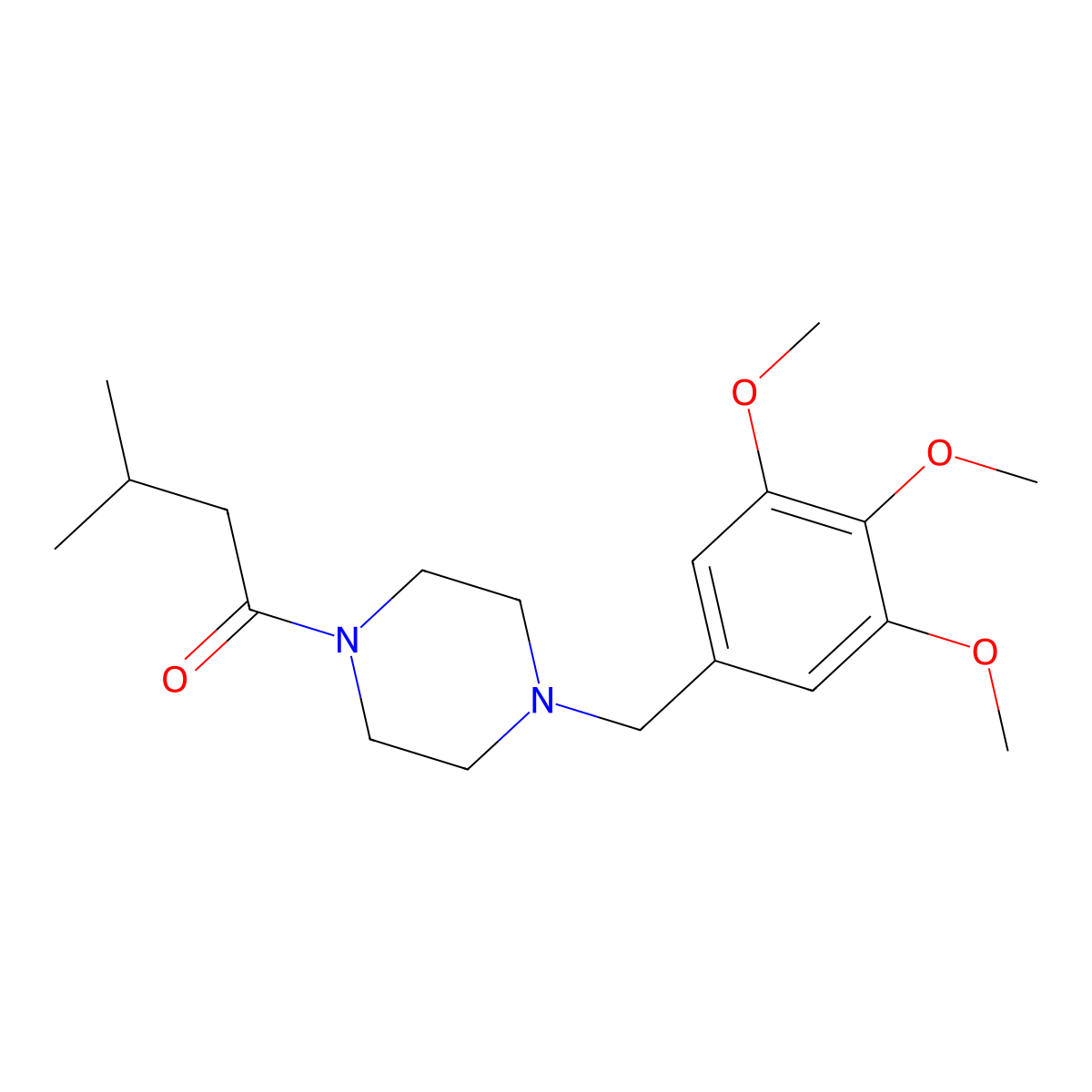 3-Methyl-1-[4-[(3,4,5-trimethoxyphenyl)methyl]piperazin-1-yl]butan-1-one molecular structure, CAS 423732-63-2