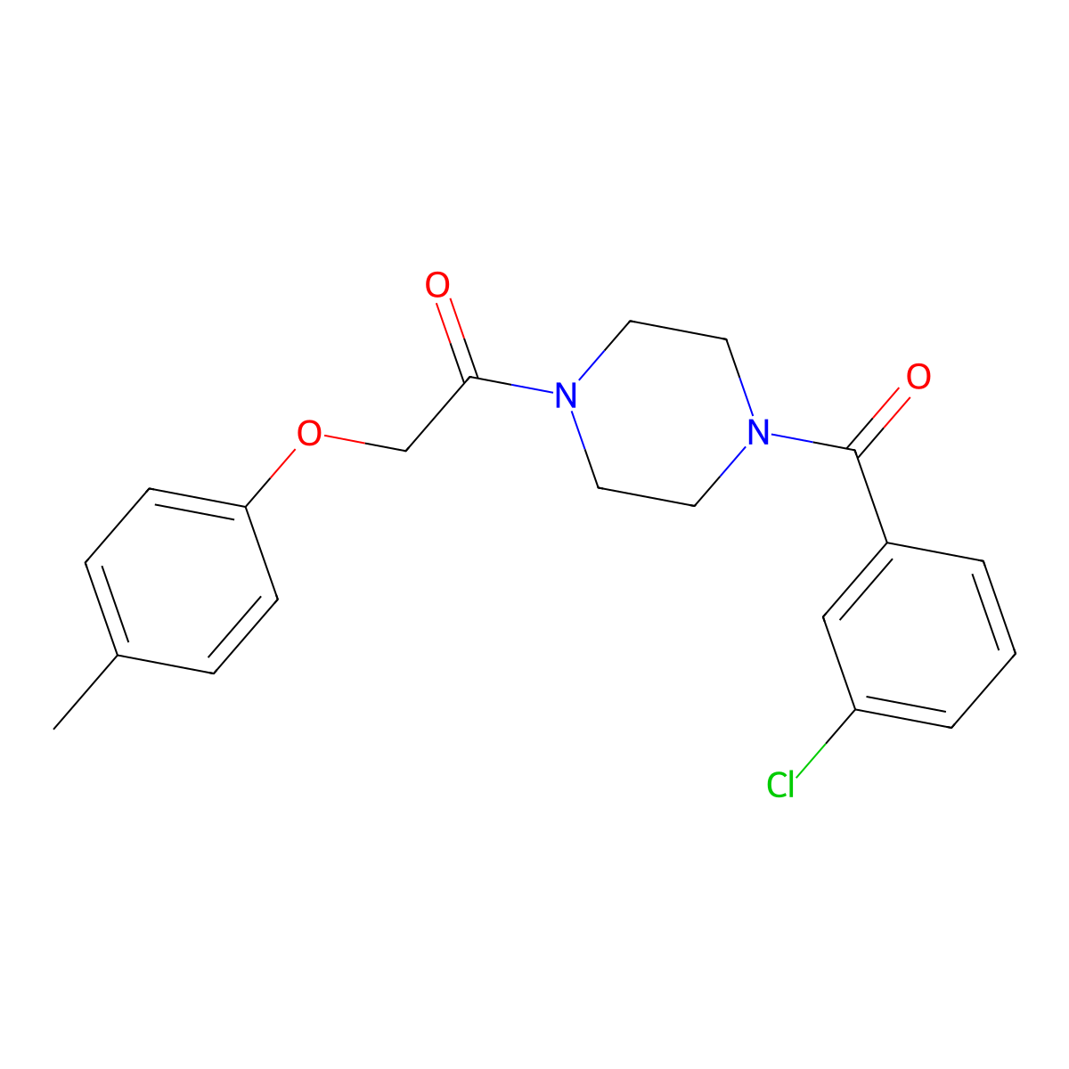 1-[4-(3-Chlorobenzoyl)piperazin-1-yl]-2-(4-methylphenoxy)ethanone molecular structure, CAS 423732-76-7
