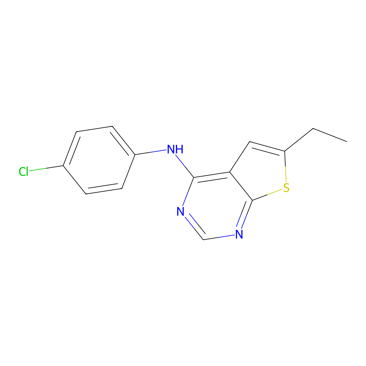 N-(4-chlorophenyl)-6-ethylthieno[2,3-d]pyrimidin-4-amine molecular structure, CAS 423732-85-8