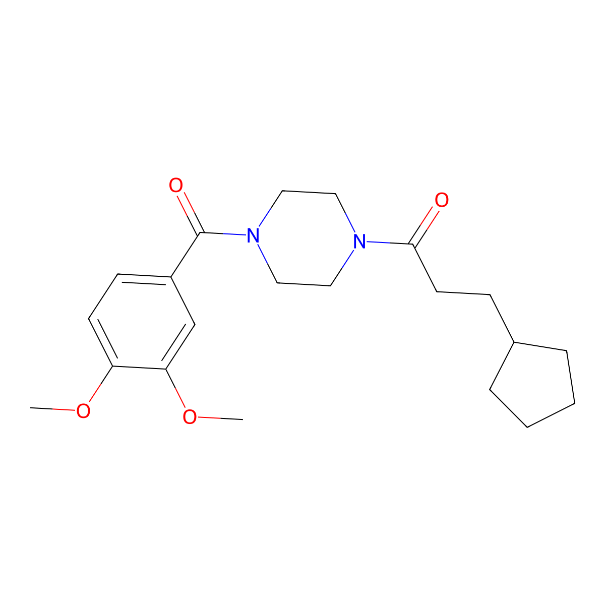 3-Cyclopentyl-1-[4-(3,4-dimethoxy-benzoyl)-piperazin-1-yl]-propan-1-one molecular structure, CAS 423732-96-1