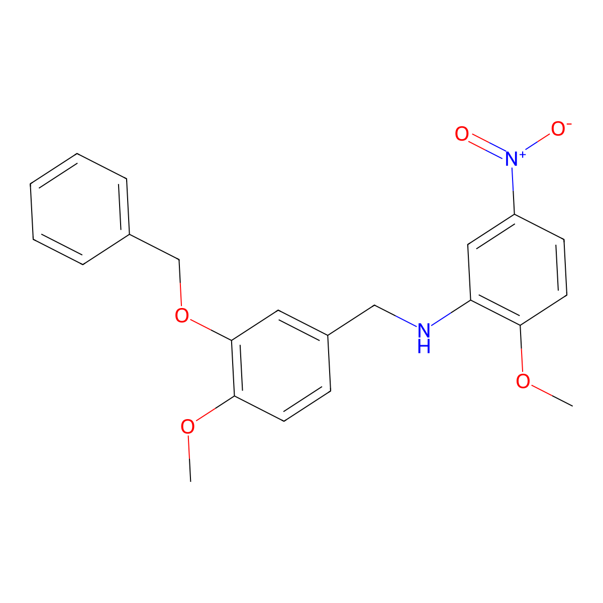 2-methoxy-N-[(4-methoxy-3-phenylmethoxyphenyl)methyl]-5-nitroaniline molecular structure, CAS 423733-04-4