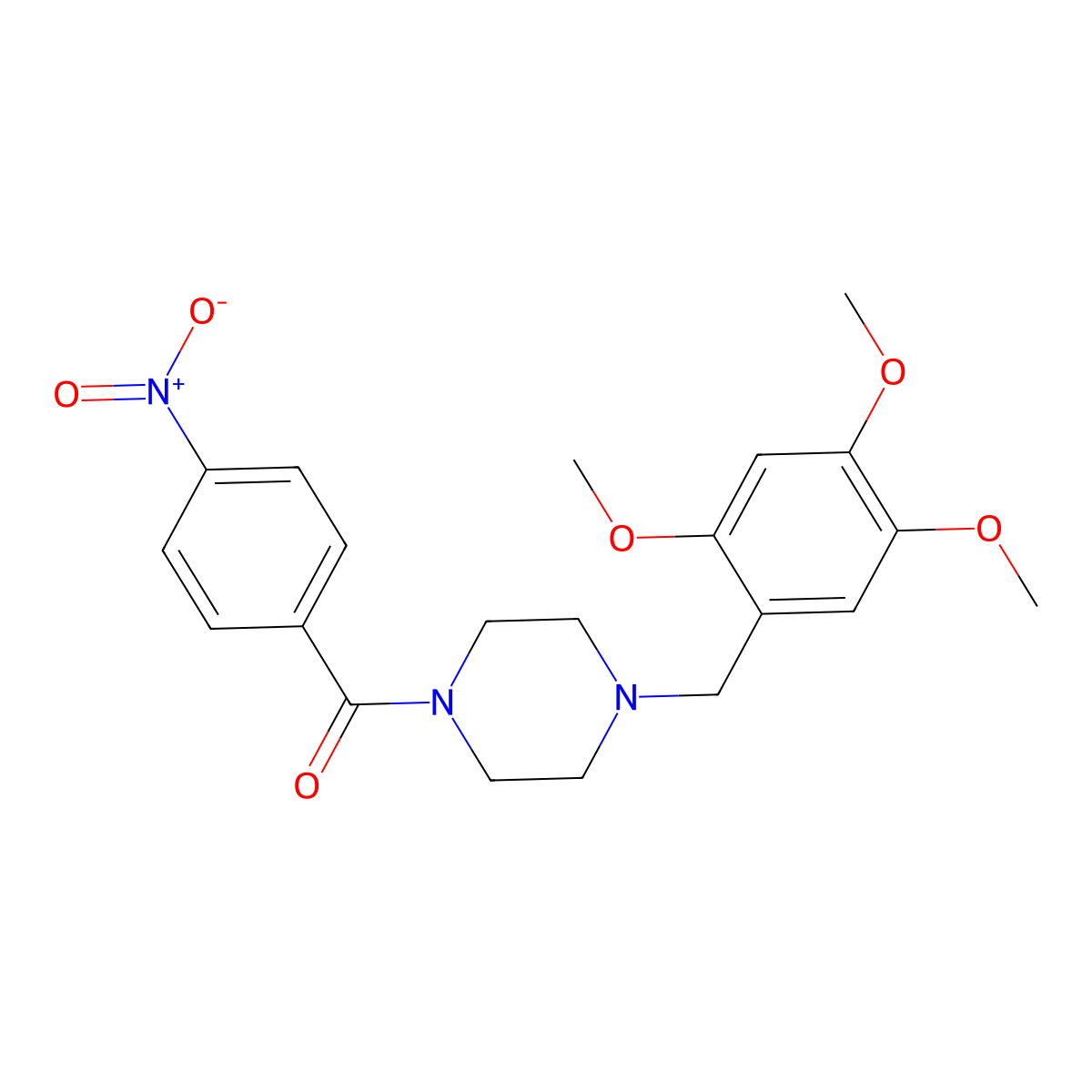 (4-Nitrophenyl)-[4-[(2,4,5-trimethoxyphenyl)methyl]piperazin-1-yl]methanone molecular structure, CAS 423733-13-5