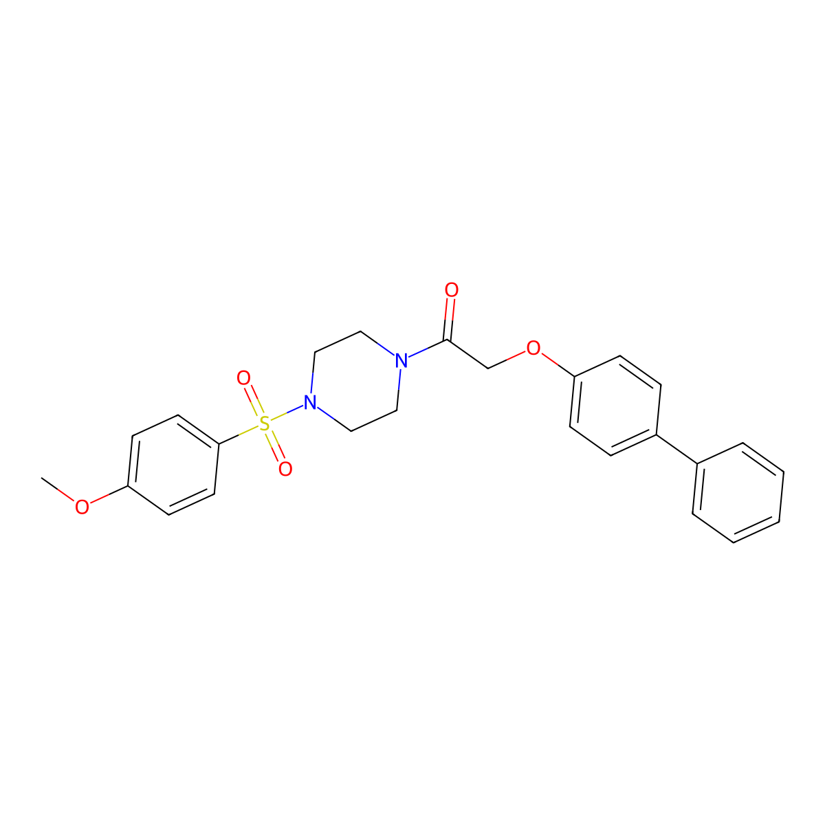 1-[4-(4-Methoxyphenyl)sulfonylpiperazin-1-yl]-2-(4-phenylphenoxy)ethanone molecular structure, CAS 423733-15-7