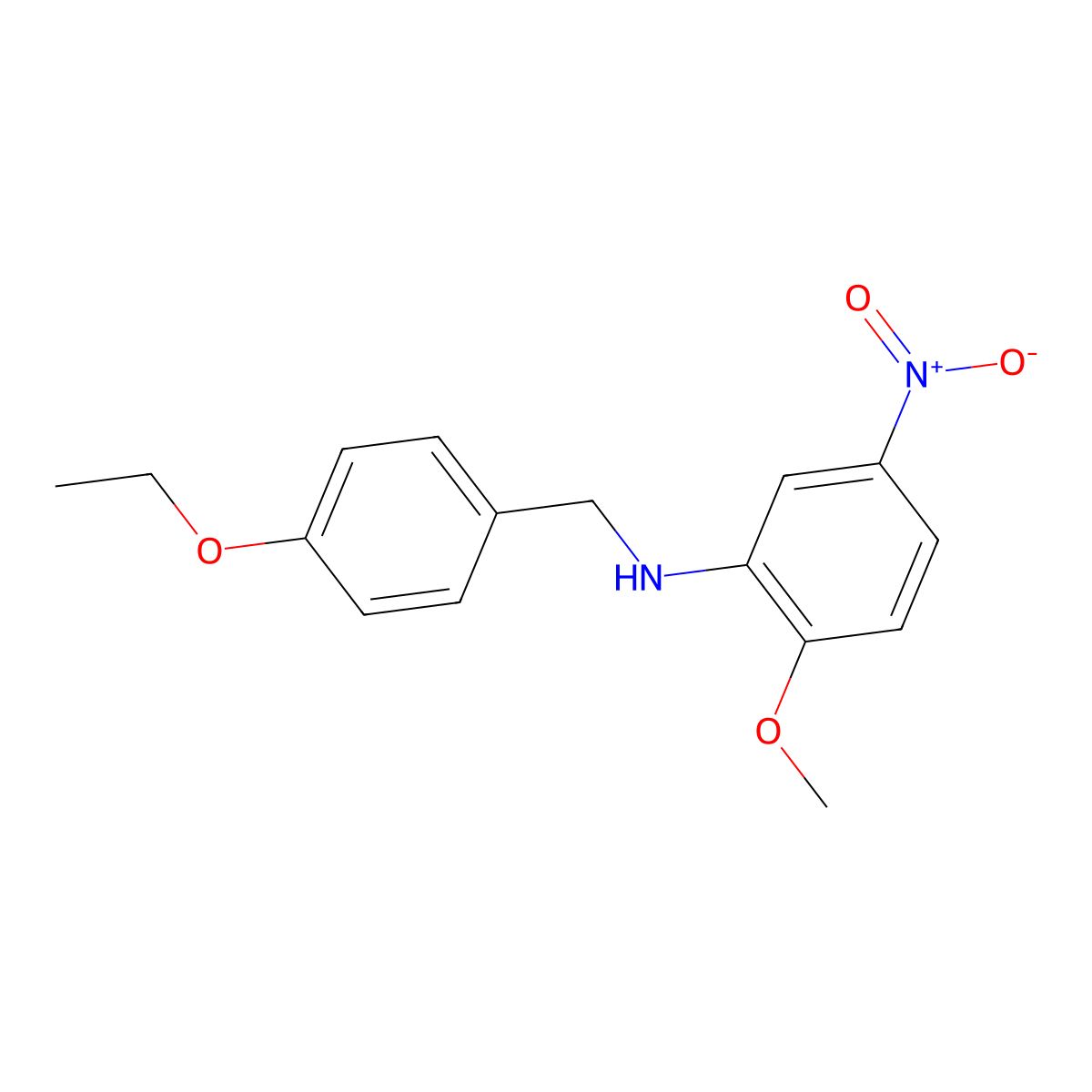 N-(4-ethoxybenzyl)-2-methoxy-5-nitroaniline molecular structure, CAS 423733-23-7