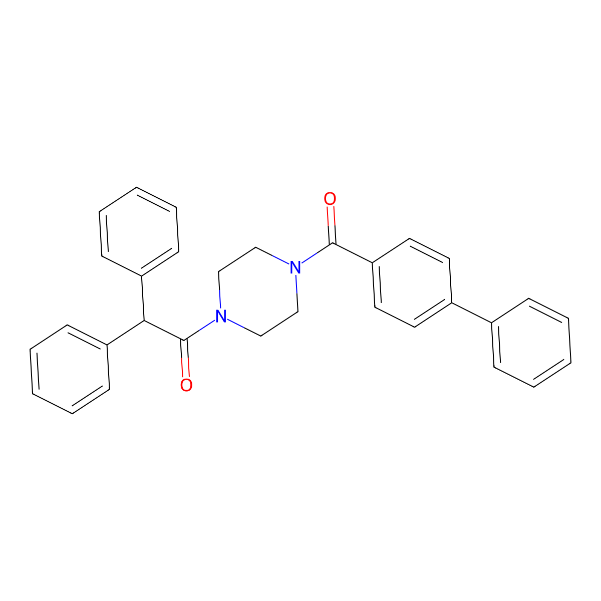 2,2-Diphenyl-1-[4-(4-phenylbenzoyl)piperazin-1-yl]ethanone molecular structure, CAS 423733-29-3