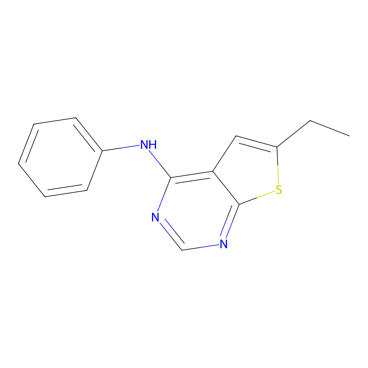 6-ethyl-N-phenylthieno[2,3-d]pyrimidin-4-amine molecular structure, CAS 423733-48-6