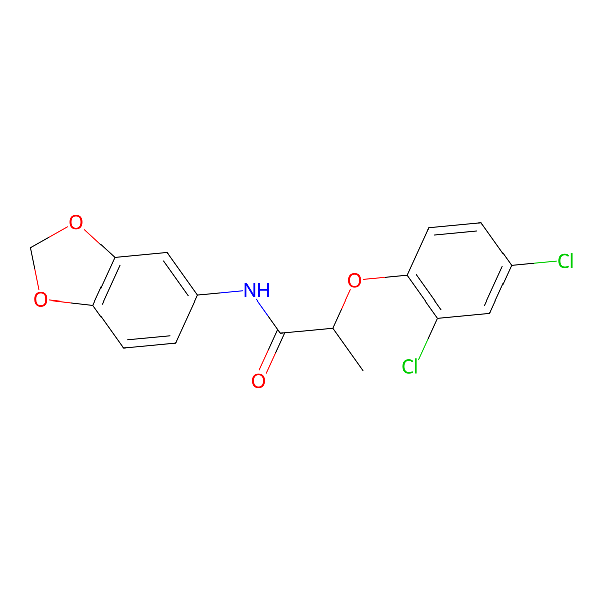 N-(1,3-benzodioxol-5-yl)-2-(2,4-dichlorophenoxy)propanamide molecular structure, CAS 423733-54-4