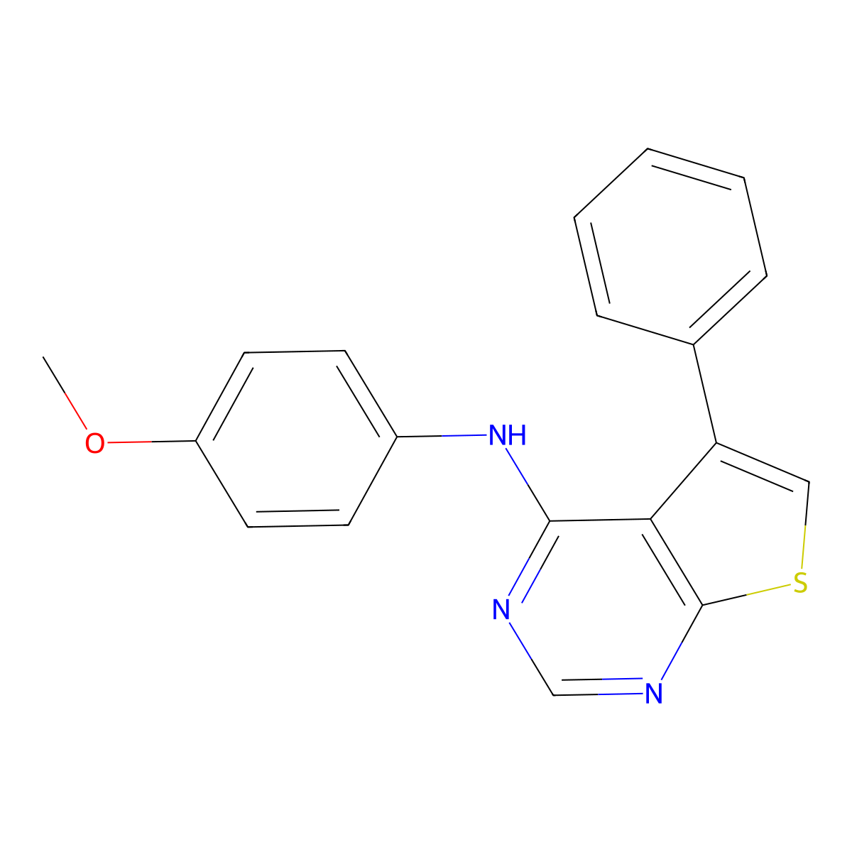 N-(4-methoxyphenyl)-5-phenylthieno[2,3-d]pyrimidin-4-amine molecular structure, CAS 423733-64-6