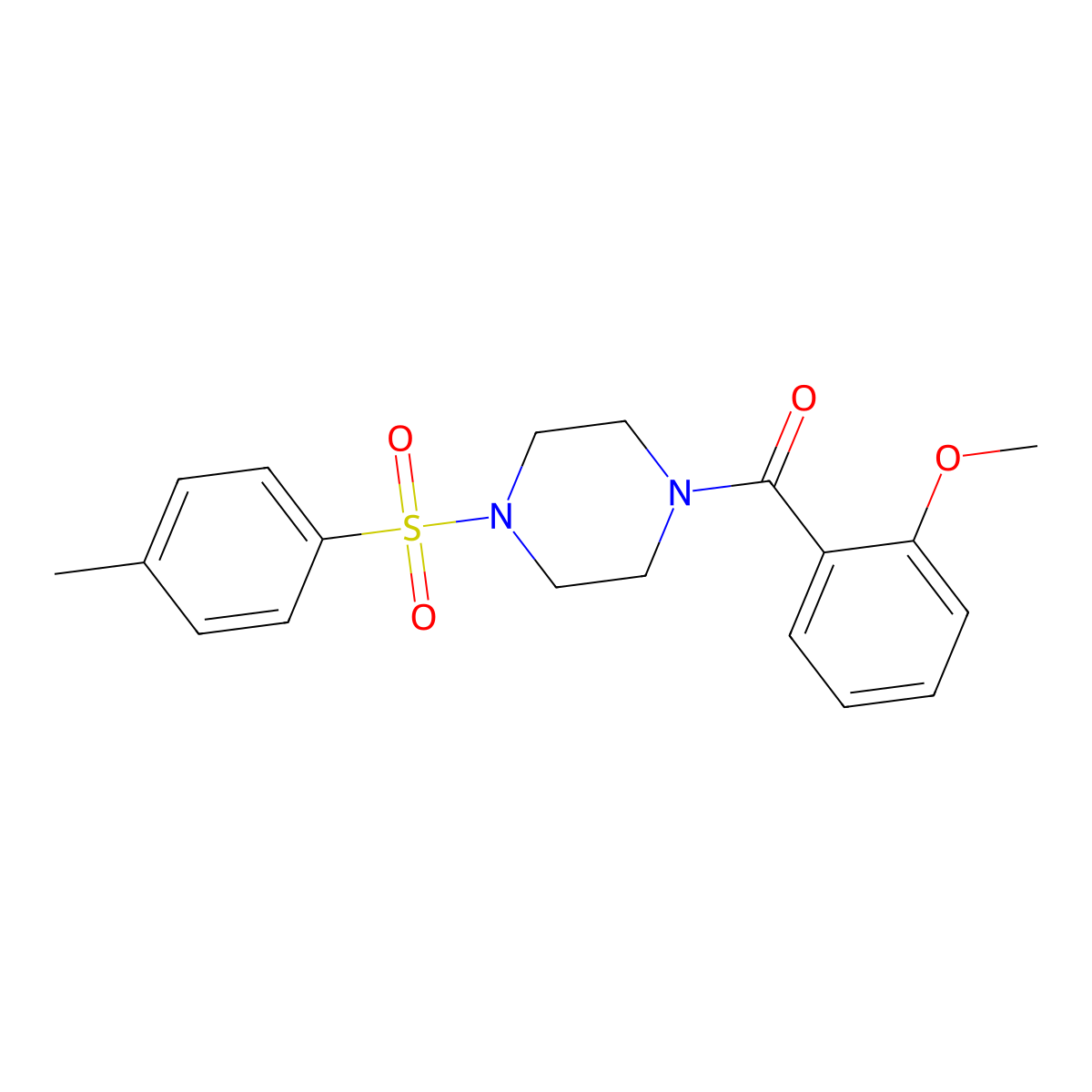(2-Methoxy-phenyl)-[4-(toluene-4-sulfonyl)-piperazin-1-yl]-methanone molecular structure, CAS 423733-89-5