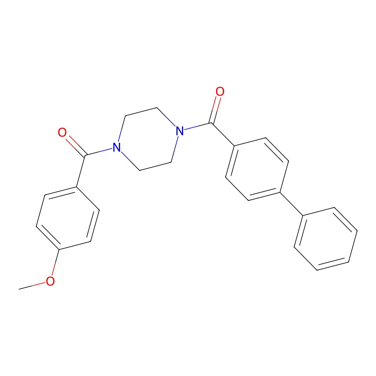 1-([1,1'-Biphenyl]-4-ylcarbonyl)-4-(4-methoxybenzoyl)piperazine molecular structure, CAS 423733-94-2