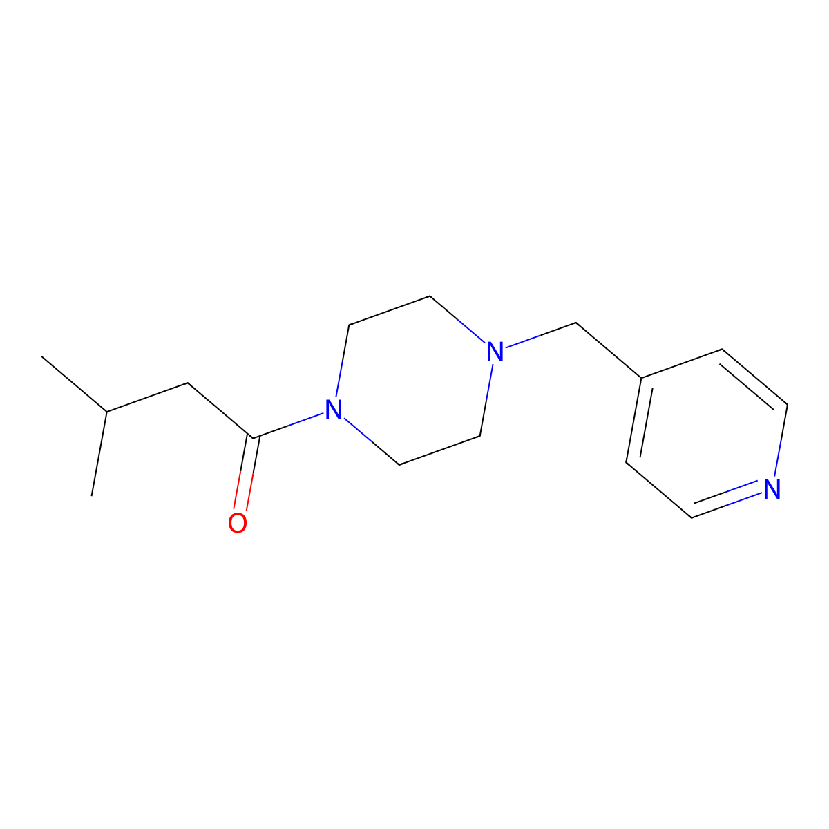 3-Methyl-1-[4-(pyridin-4-ylmethyl)piperazin-1-yl]butan-1-one molecular structure, CAS 423734-09-2