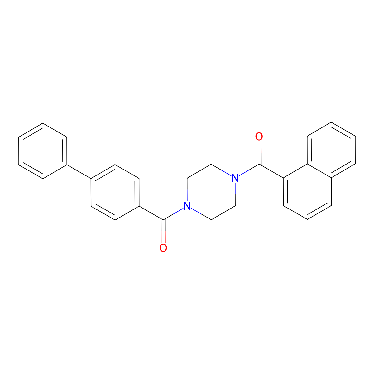 [4-(Naphthalene-1-carbonyl)piperazin-1-yl]-(4-phenylphenyl)methanone molecular structure, CAS 423734-24-1