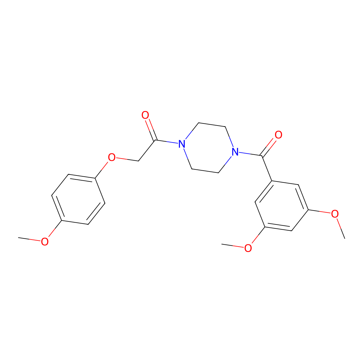 1-[4-(3,5-Dimethoxybenzoyl)piperazin-1-yl]-2-(4-methoxyphenoxy)ethanone molecular structure, CAS 423734-27-4