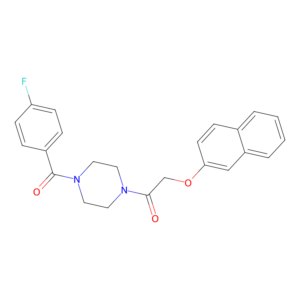 1-[4-(4-Fluorobenzoyl)piperazin-1-yl]-2-naphthalen-2-yloxyethanone molecular structure, CAS 423734-29-6