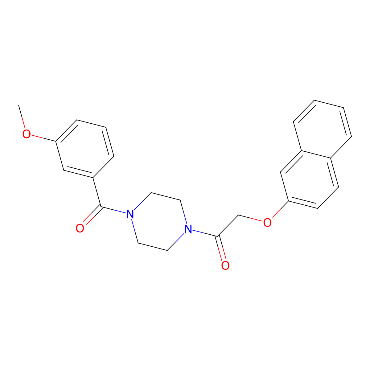 1-[4-(3-Methoxybenzoyl)piperazin-1-yl]-2-naphthalen-2-yloxyethanone molecular structure, CAS 423734-32-1