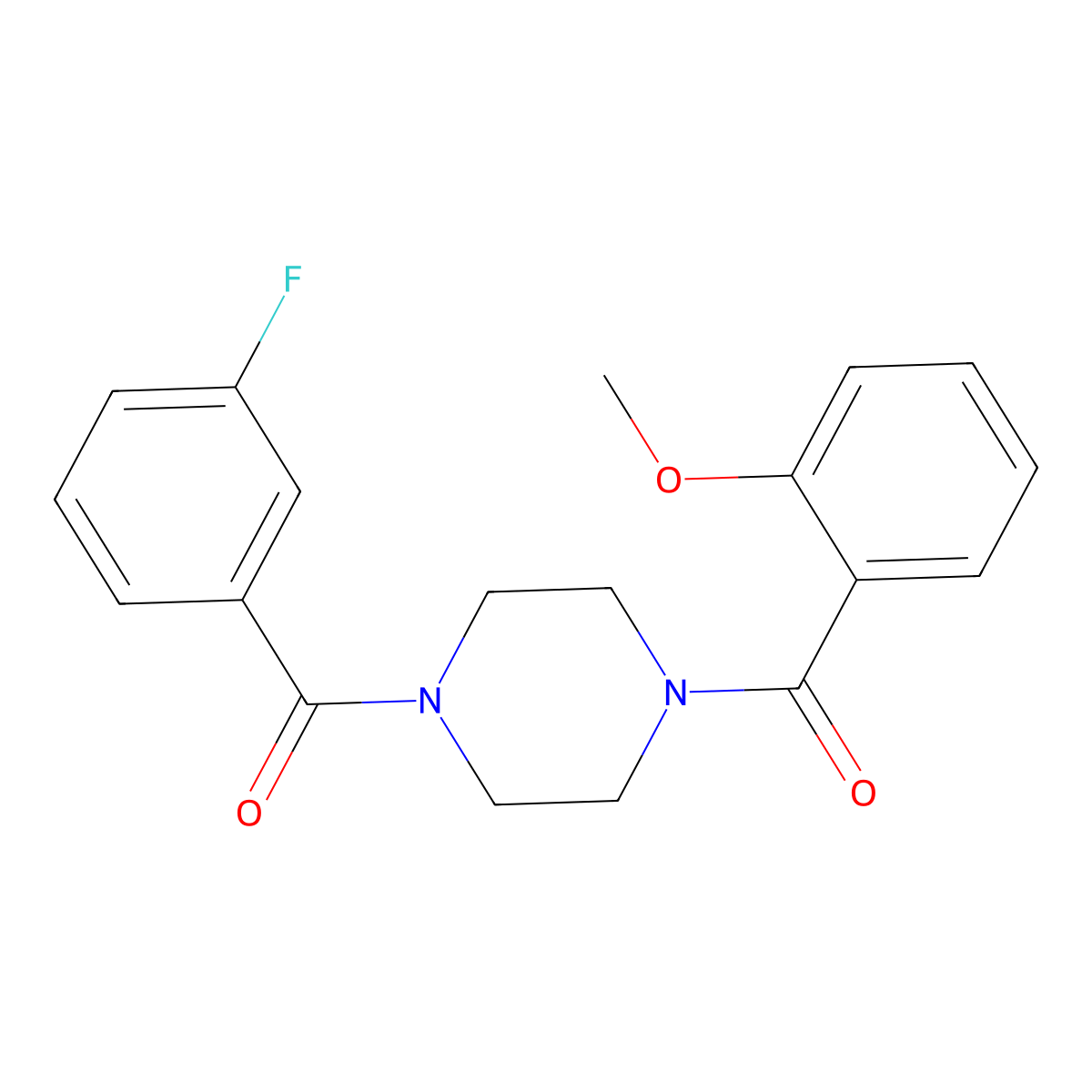 (3-Fluorophenyl)-[4-(2-methoxybenzoyl)piperazin-1-yl]methanone molecular structure, CAS 423734-53-6