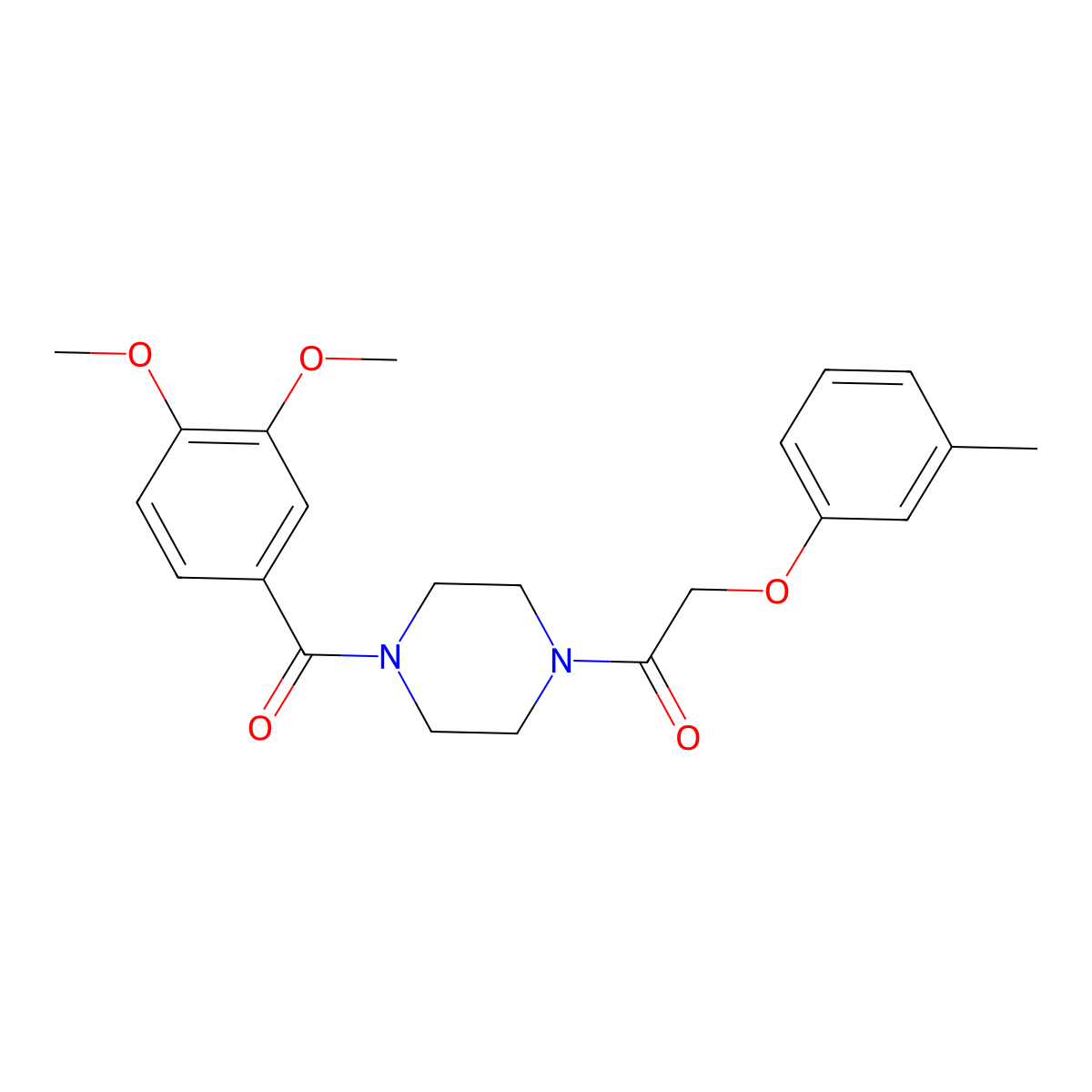 1-[4-(3,4-Dimethoxybenzoyl)piperazin-1-yl]-2-(3-methylphenoxy)ethanone molecular structure, CAS 423734-55-8