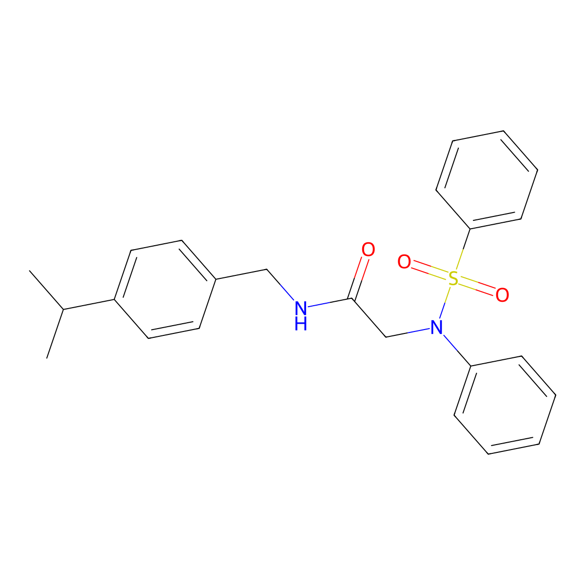 2-[N-(benzenesulfonyl)anilino]-N-[(4-propan-2-ylphenyl)methyl]acetamide molecular structure, CAS 423734-66-1