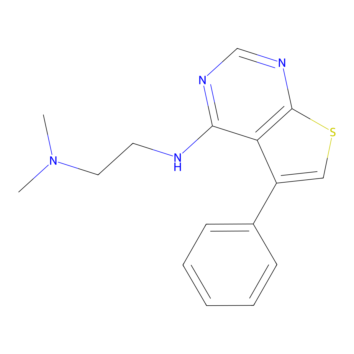 Dimethyl{2-[(5-phenylthiopheno[3,2-e]pyrimidin-4-yl)amino]ethyl}amine molecular structure, CAS 423734-83-2