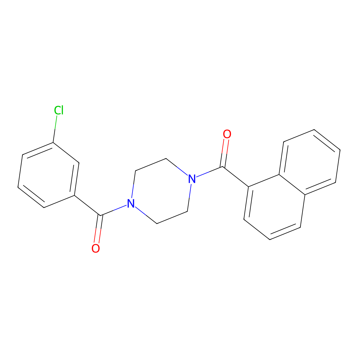 (3-Chlorophenyl)-[4-(naphthalene-1-carbonyl)piperazin-1-yl]methanone molecular structure, CAS 423734-84-3