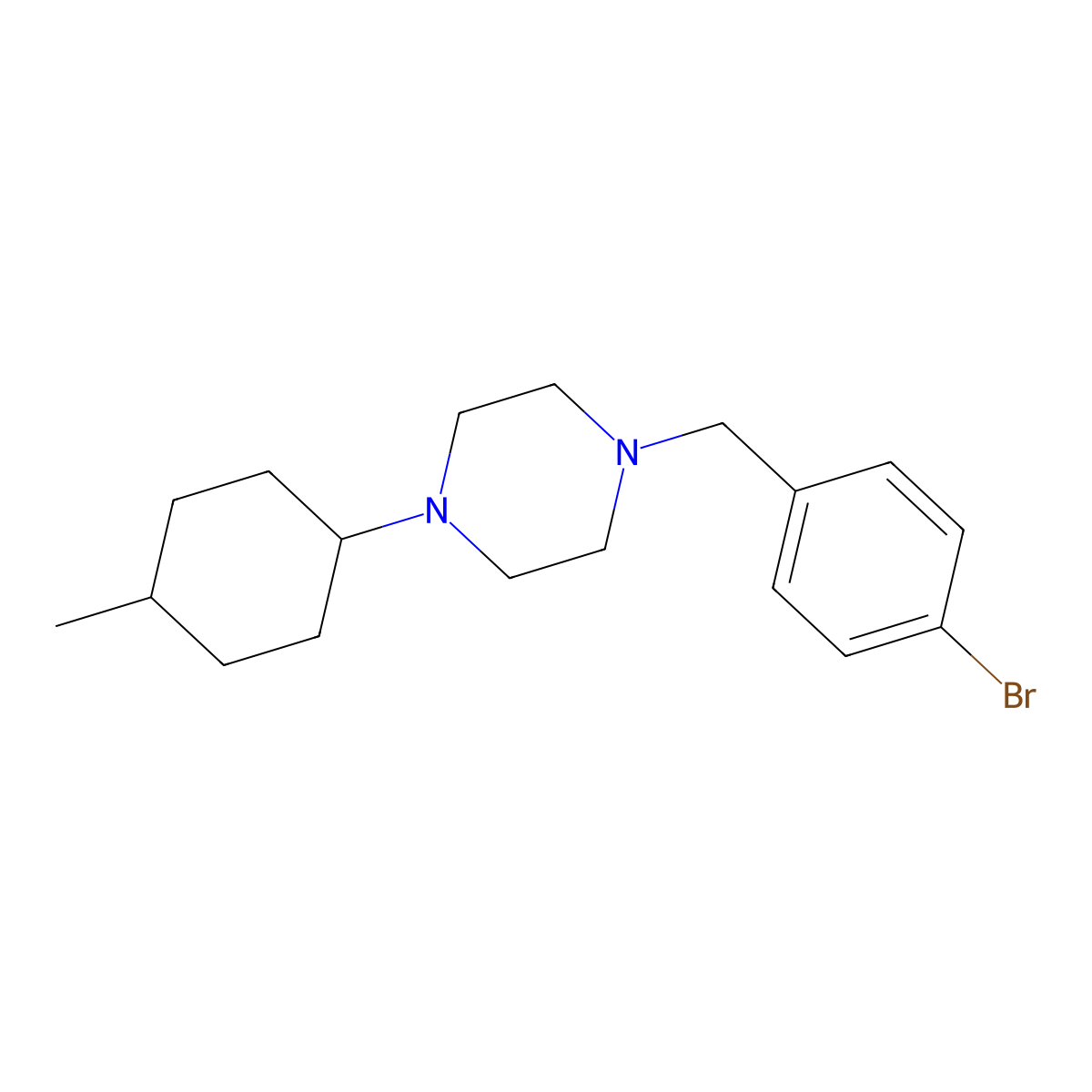 1-[(4-Bromophenyl)methyl]-4-(4-methylcyclohexyl)piperazine molecular structure, CAS 423734-85-4