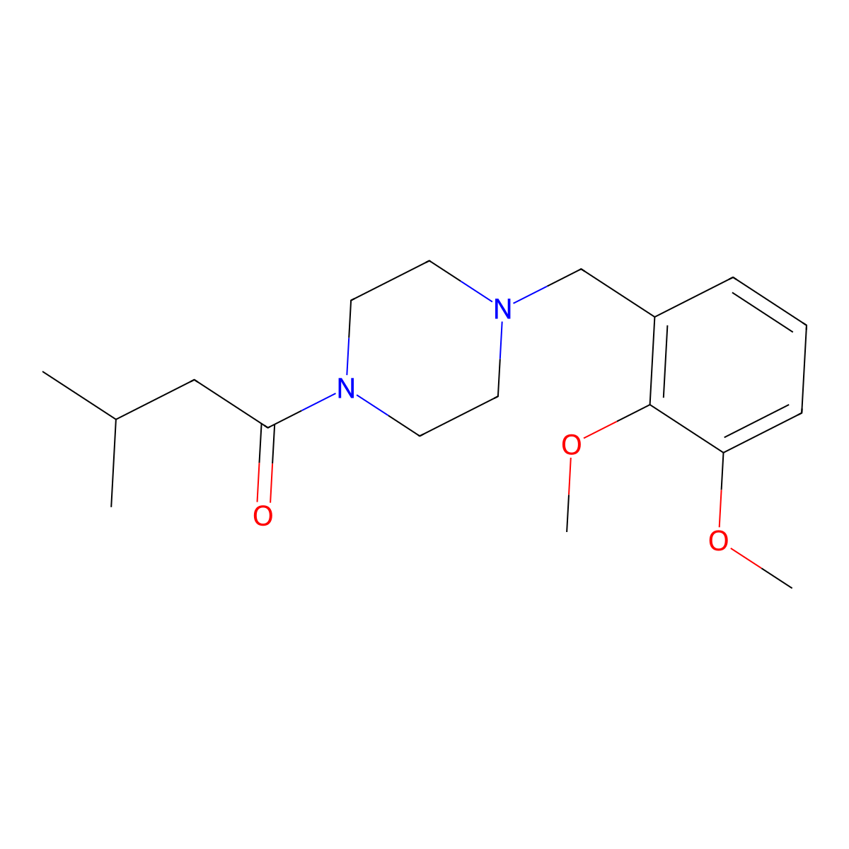1-[4-(2,3-Dimethoxybenzyl)piperazin-1-yl]-3-methylbutan-1-one molecular structure, CAS 423734-89-8