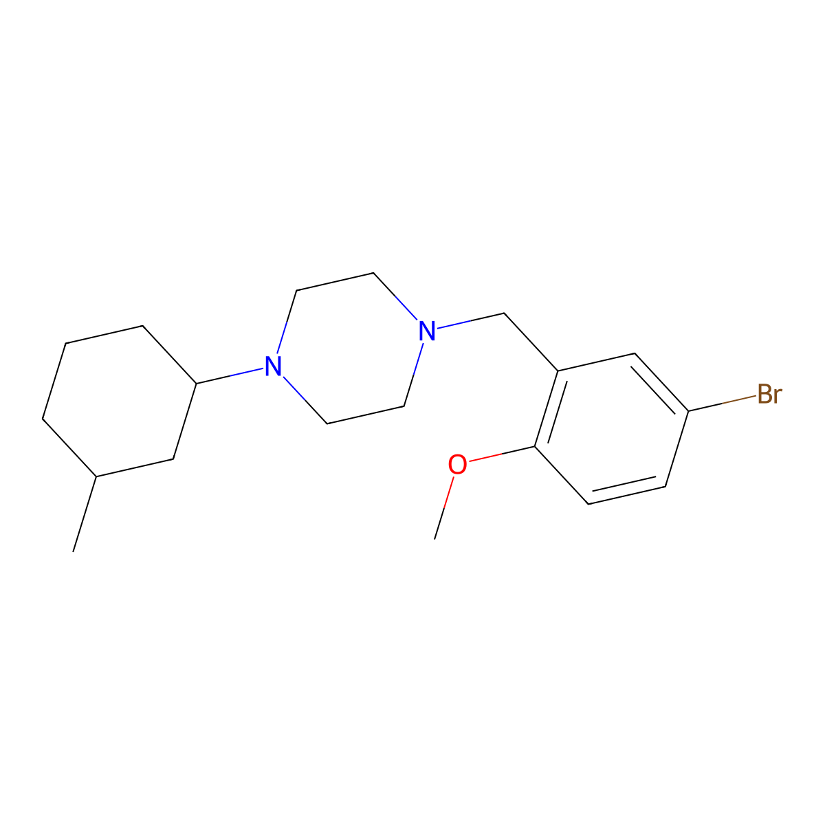 1-(5-Bromo-2-methoxybenzyl)-4-(3-methylcyclohexyl)piperazine molecular structure, CAS 423734-97-8