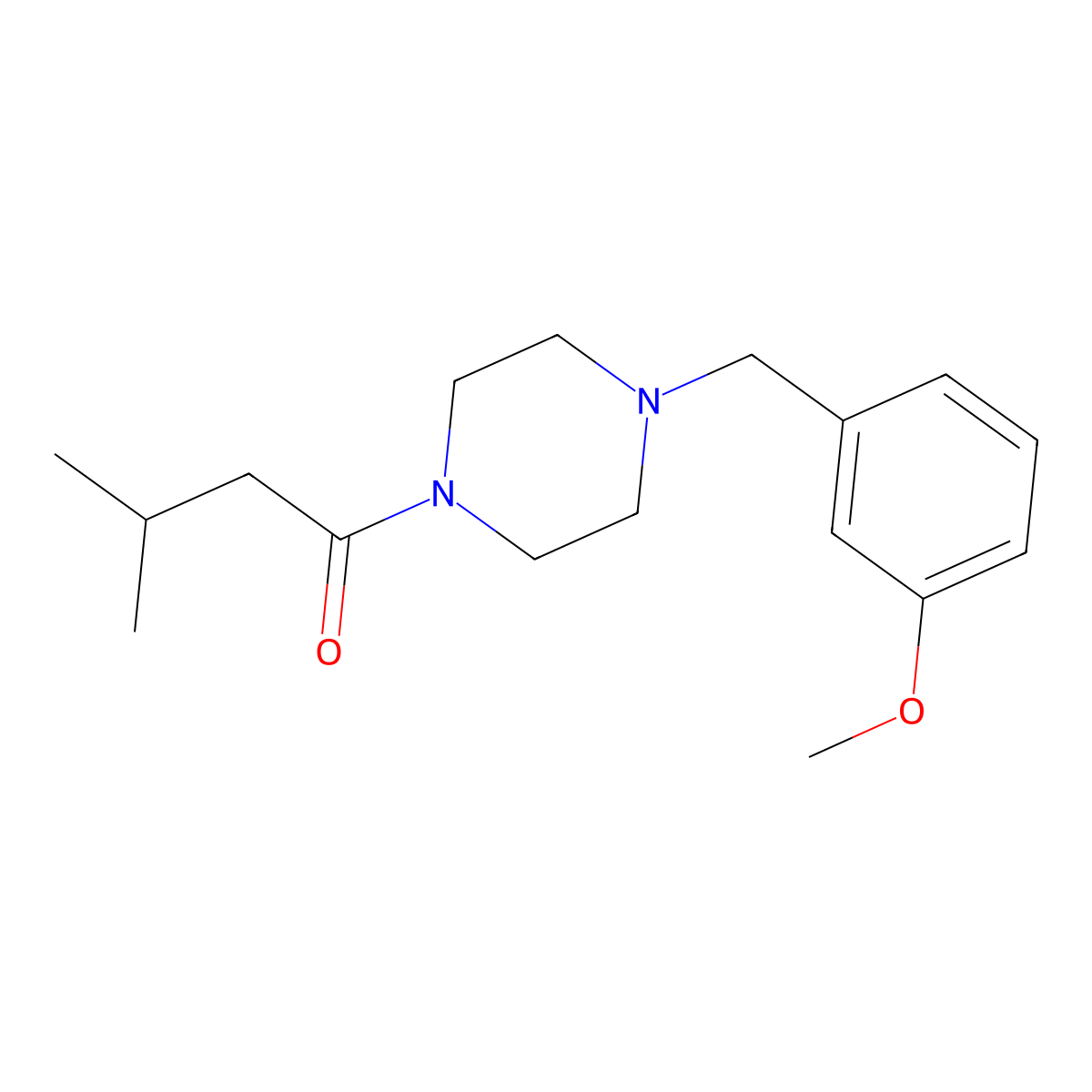 1-[4-[(3-Methoxyphenyl)methyl]piperazin-1-yl]-3-methylbutan-1-one molecular structure, CAS 423735-13-1
