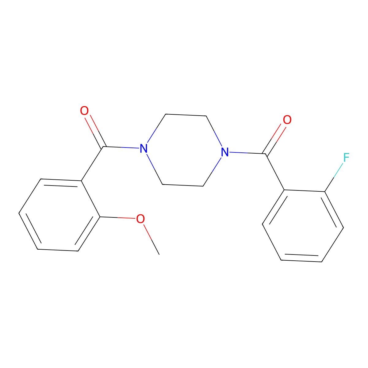 1-(2-Fluorobenzoyl)-4-(2-methoxybenzoyl)piperazine molecular structure, CAS 423735-14-2
