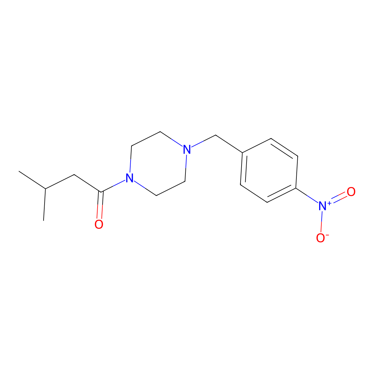 1-{4-Nitrobenzyl}-4-(3-methylbutanoyl)piperazine molecular structure, CAS 423735-17-5