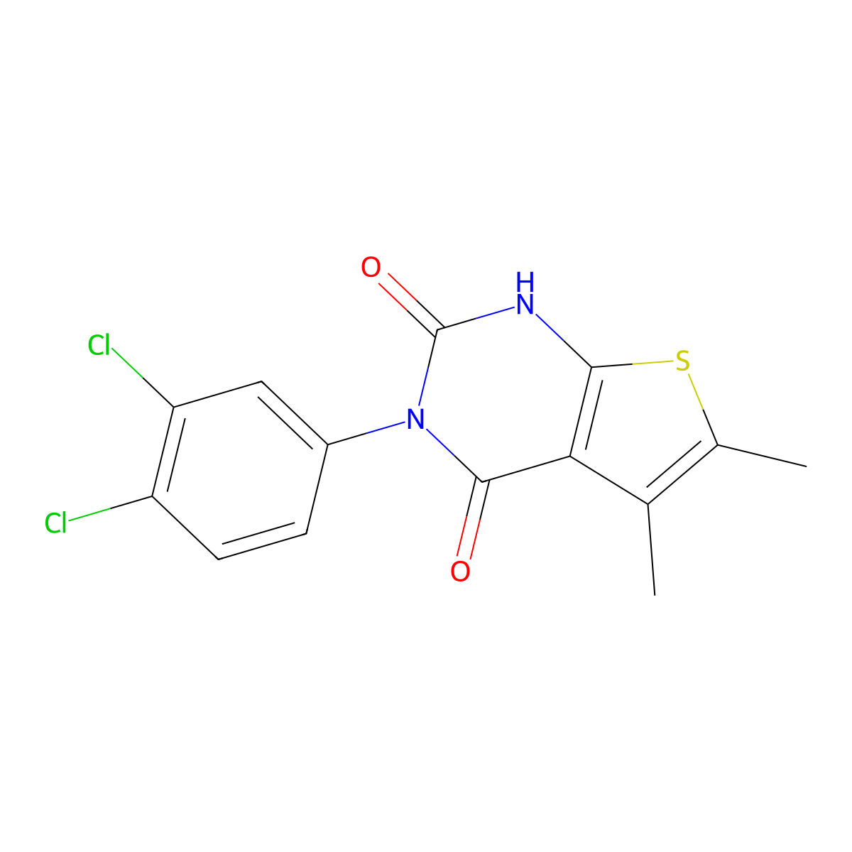 3-(3,4-dichlorophenyl)-5,6-dimethyl-1H-thieno[2,3-d]pyrimidine-2,4-dione molecular structure, CAS 423735-21-1