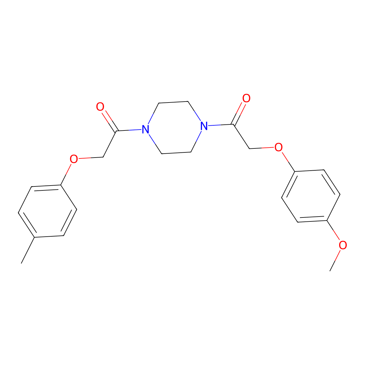 1-[4-[2-(4-Methoxyphenoxy)acetyl]piperazin-1-yl]-2-(4-methylphenoxy)ethanone molecular structure, CAS 423735-58-4