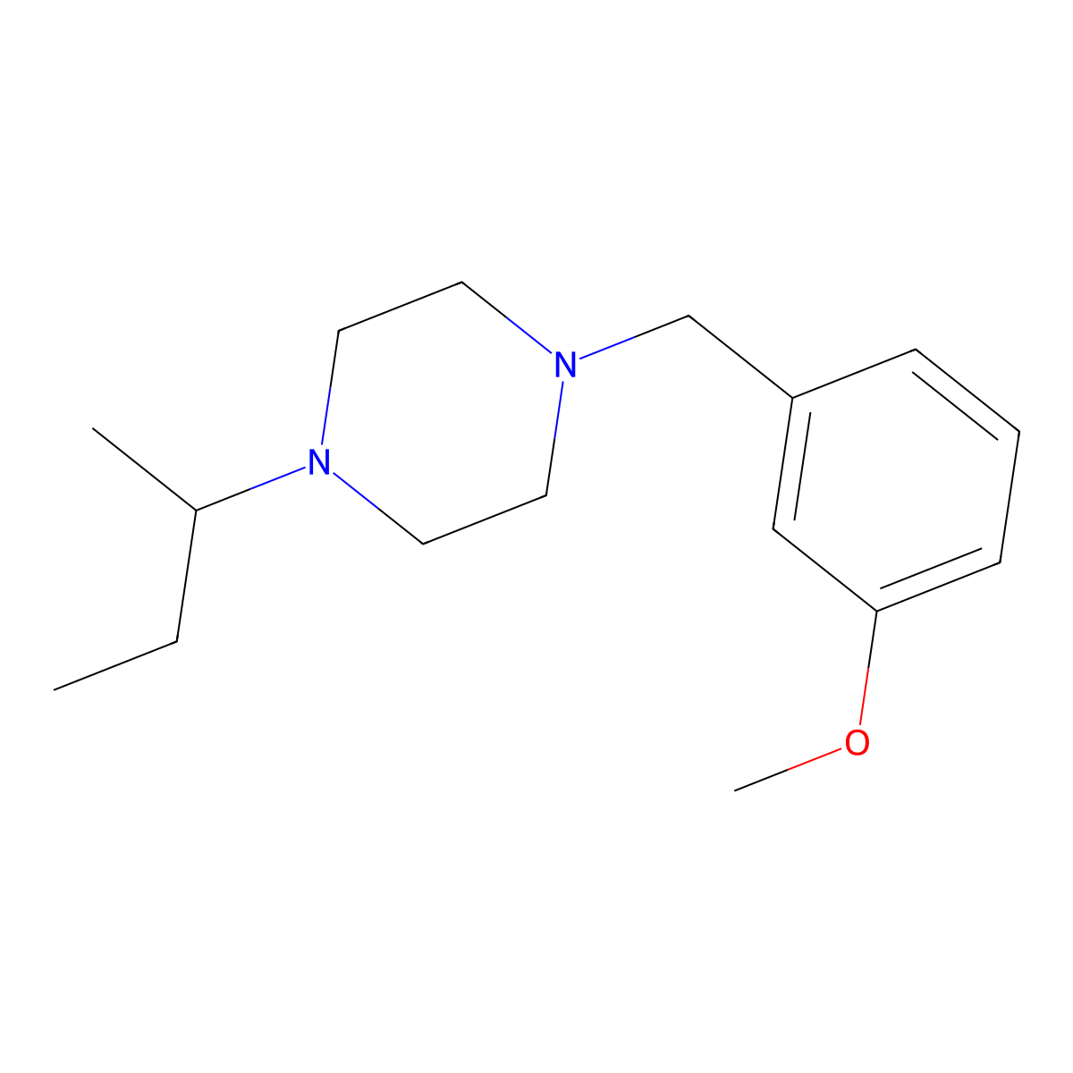 1-(Butan-2-yl)-4-(3-methoxybenzyl)piperazine molecular structure, CAS 423735-59-5