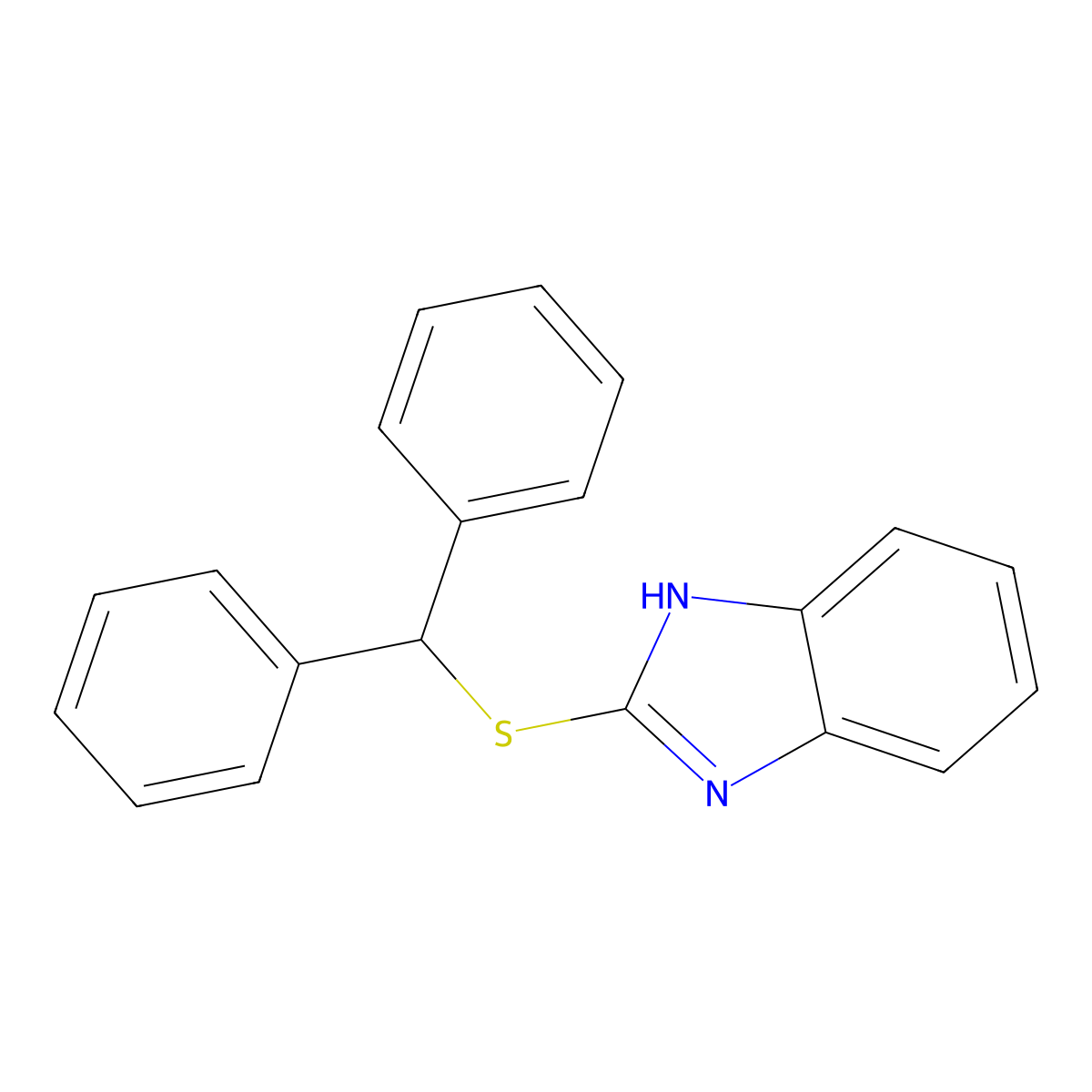 2-benzhydrylsulfanyl-1H-benzimidazole molecular structure, CAS 423735-61-9