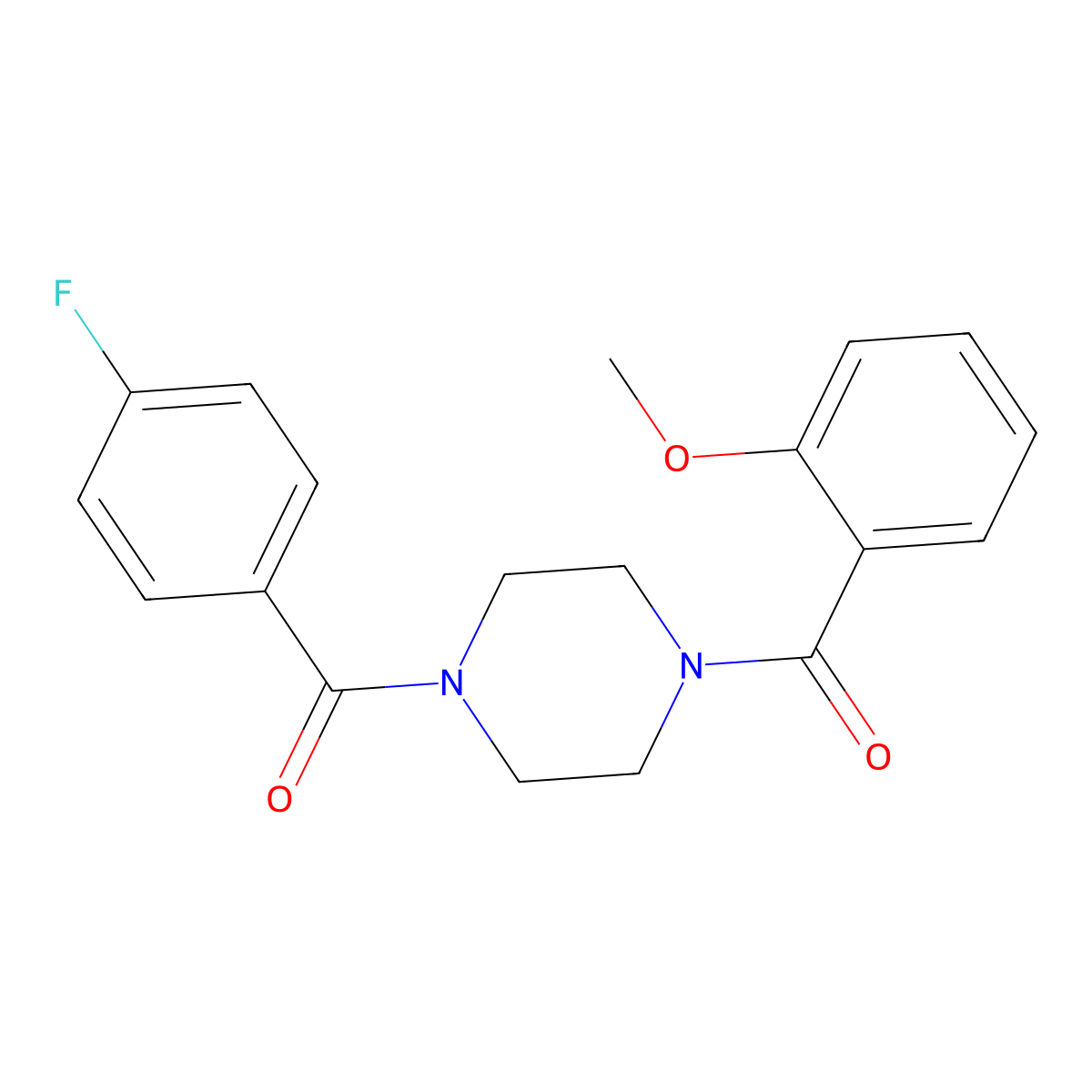 Piperazine, 1-(4-fluorobenzoyl)-4-(2-methoxybenzoyl)- molecular structure, CAS 423735-69-7