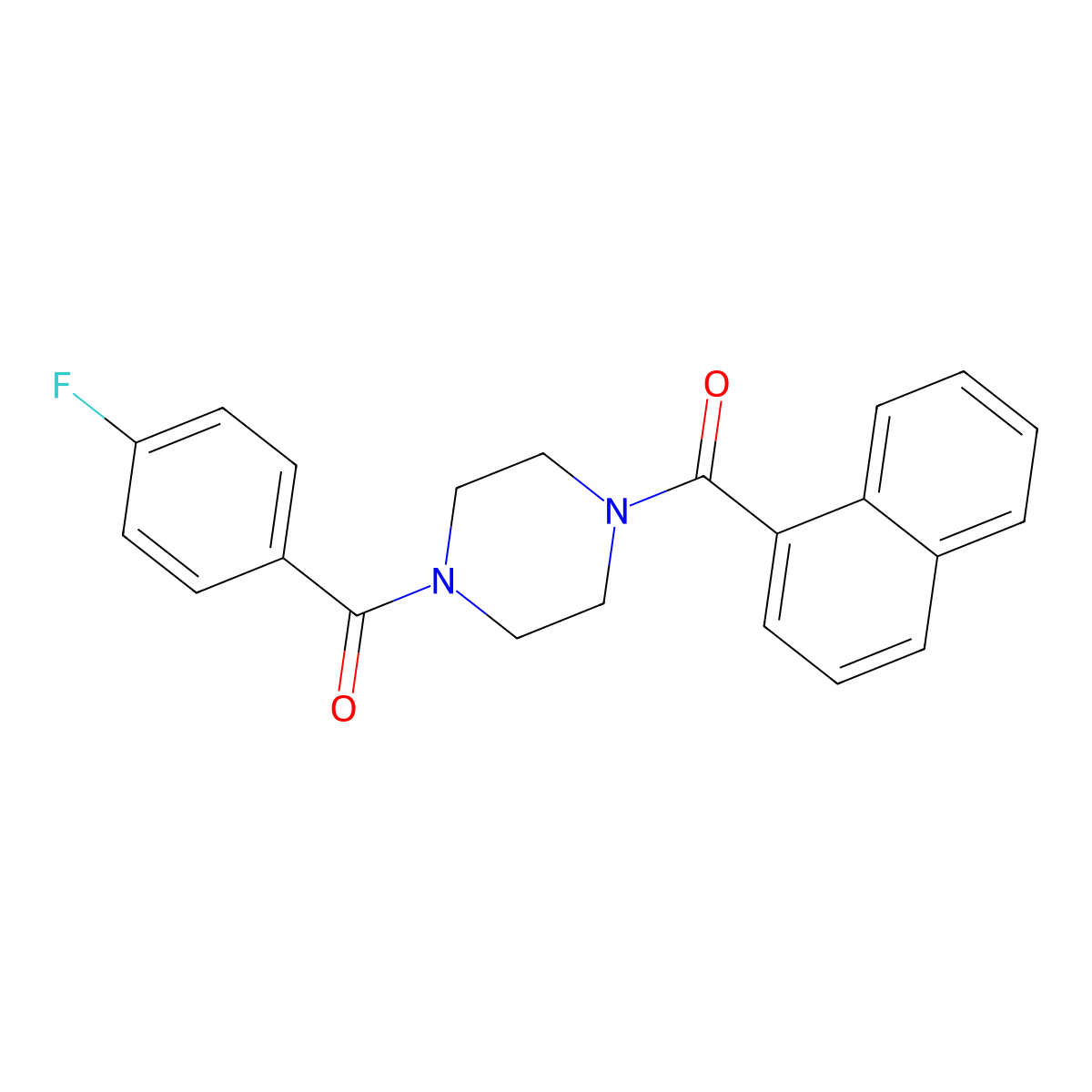 1-(4-Fluorobenzoyl)-4-(1-naphthoyl)piperazine molecular structure, CAS 423735-79-9