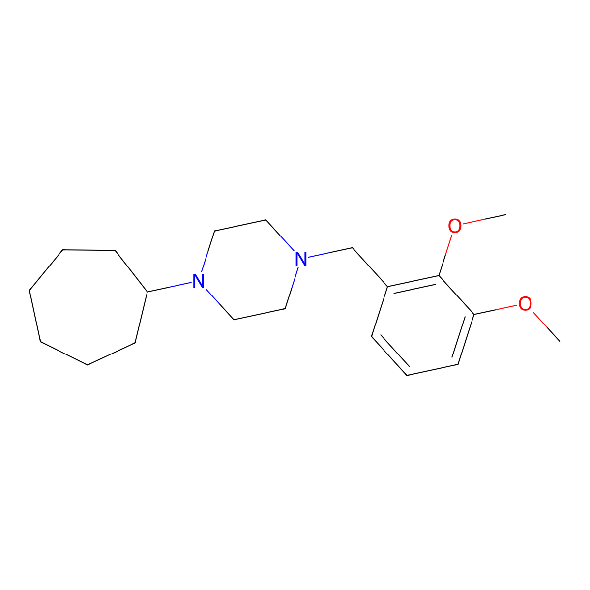 1-Cycloheptyl-4-(2,3-dimethoxybenzyl)piperazine molecular structure, CAS 423735-80-2