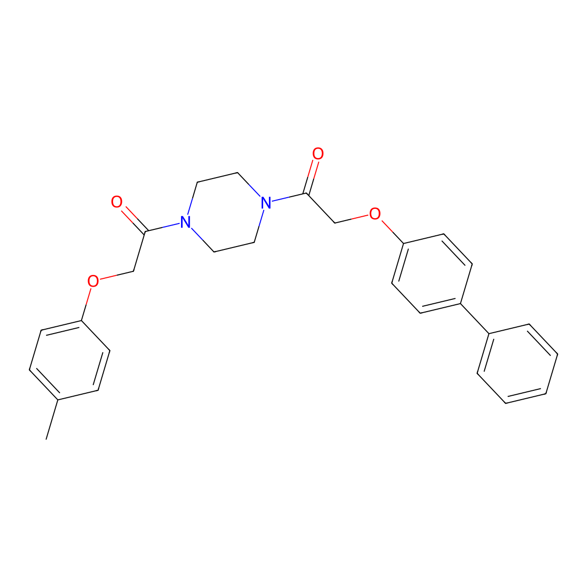 2-(Biphenyl-4-yloxy)-1-{4-[(4-methylphenoxy)acetyl]piperazin-1-yl}ethanone molecular structure, CAS 423736-10-1