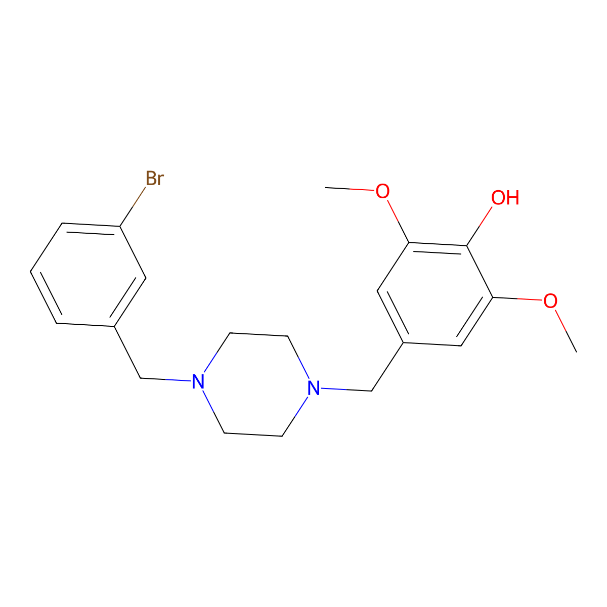 4-[[4-[(3-Bromophenyl)methyl]piperazin-1-yl]methyl]-2,6-dimethoxyphenol molecular structure, CAS 423736-14-5