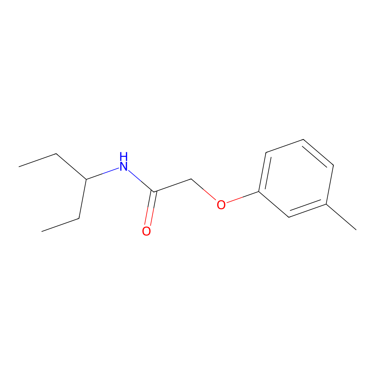 2-(3-methylphenoxy)-N-(pentan-3-yl)acetamide molecular structure, CAS 423736-15-6