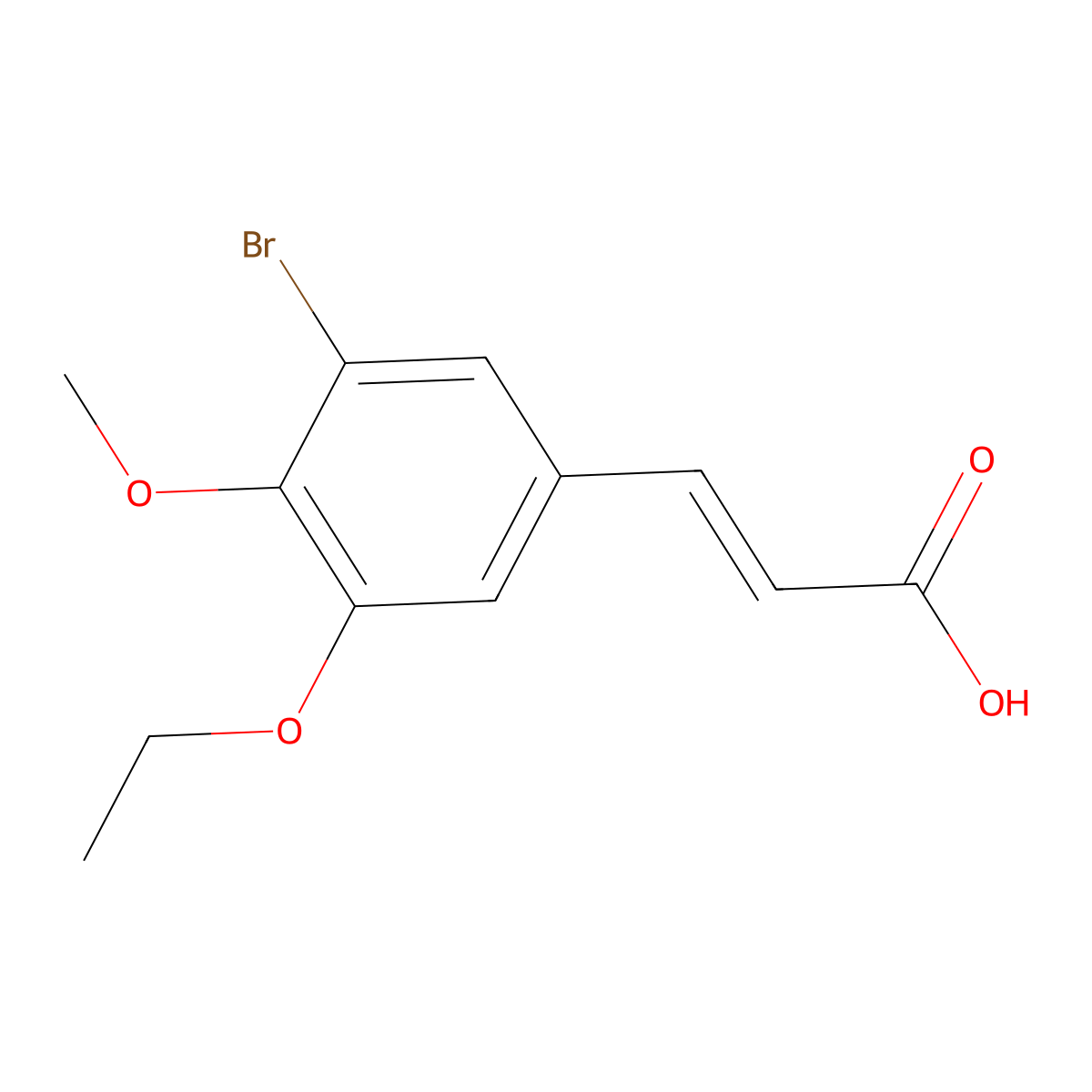 (2E)-3-(3-Bromo-5-ethoxy-4-methoxyphenyl)acrylic acid molecular structure, CAS 423736-20-3