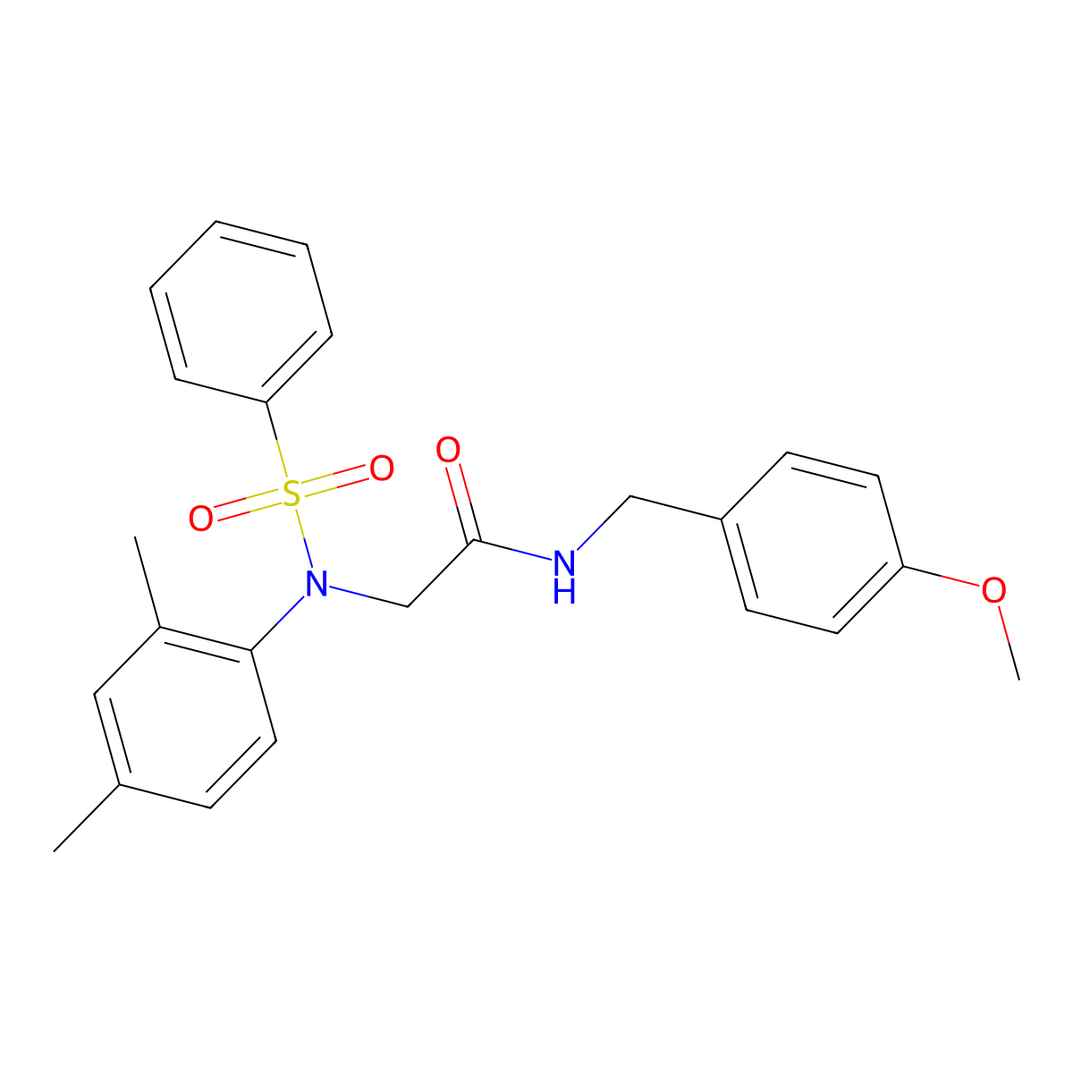 2-[N-(benzenesulfonyl)-2,4-dimethylanilino]-N-[(4-methoxyphenyl)methyl]acetamide molecular structure, CAS 423736-25-8